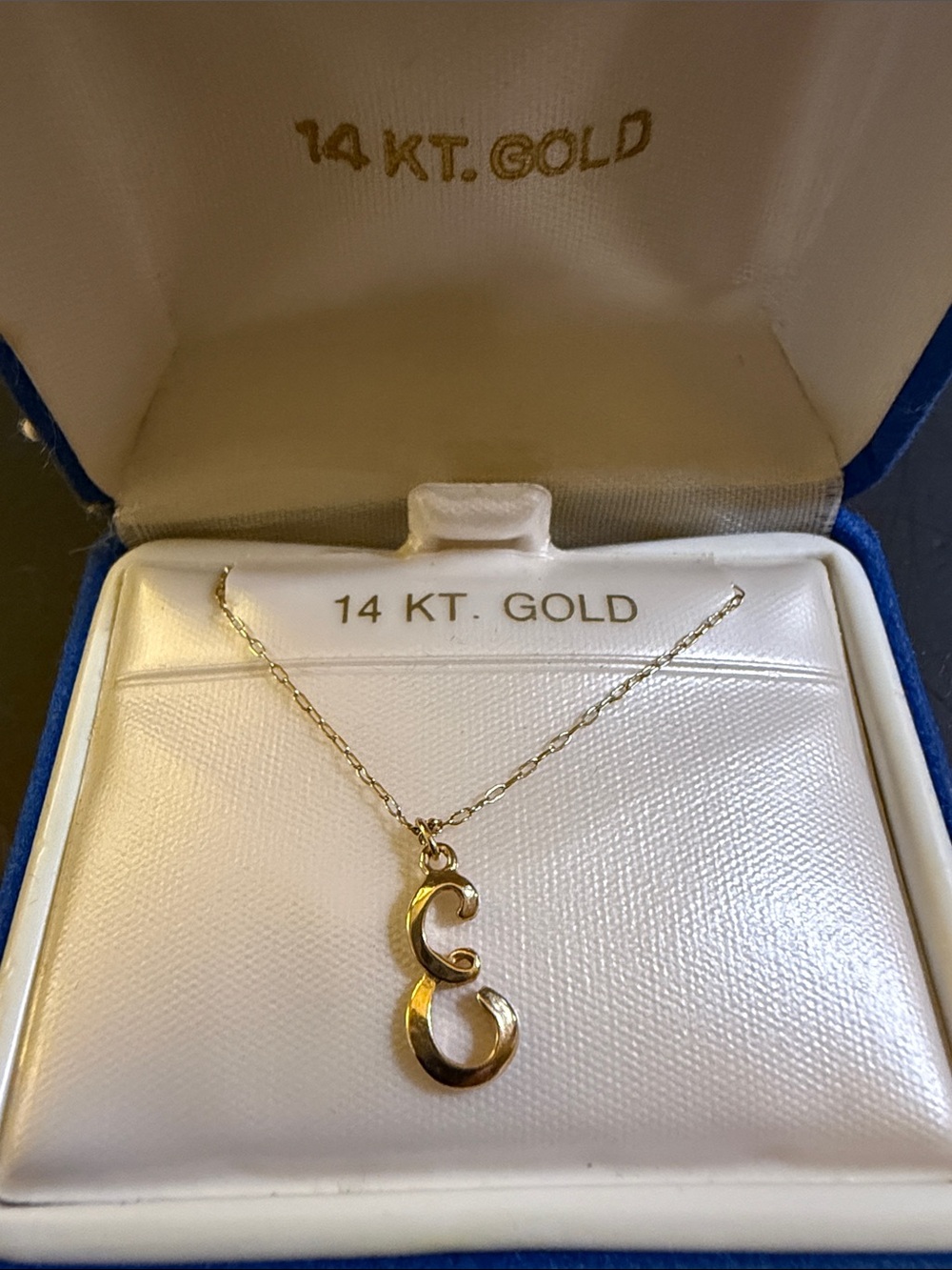 14k Initial Necklace “E”